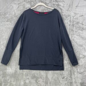 Greyson Women's Size S Long Sleeve Athletic Top Side Slits Gray Pima Cotton